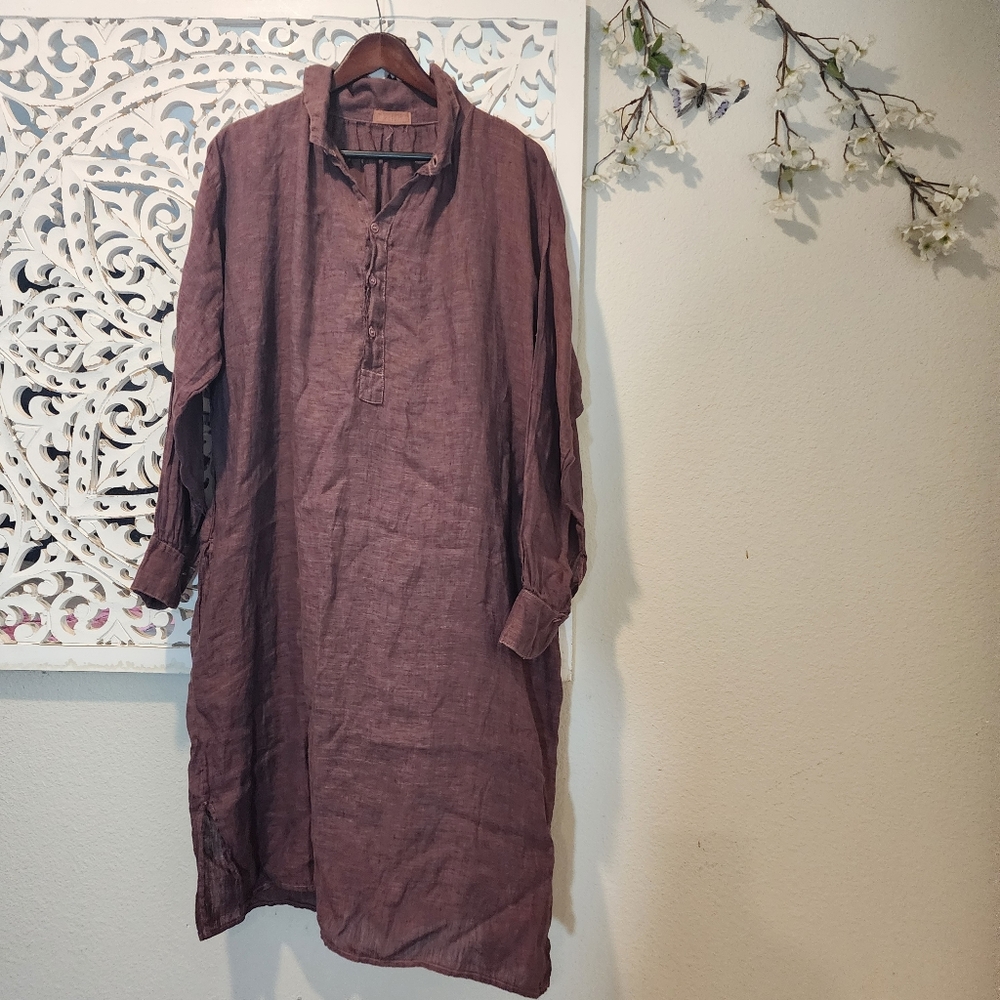 CP SHADES LINI TWILL MULBERRY SHIRTDRESS FRONT BUTTON LONG SLEEVE - Picture 4 of 13